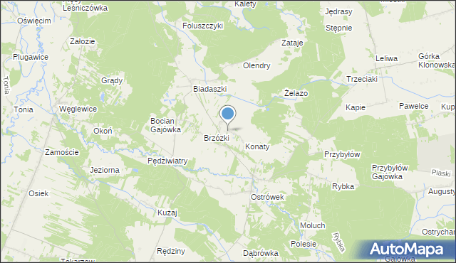 mapa Gąszcze, Gąszcze na mapie Targeo