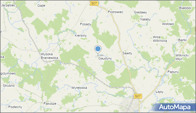 mapa Gaudyny, Gaudyny na mapie Targeo