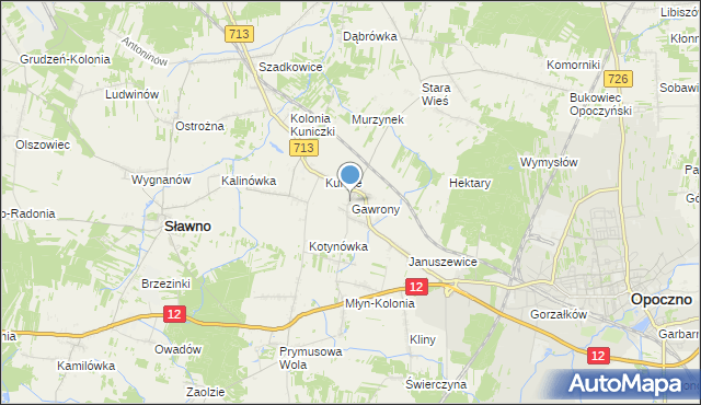 mapa Gawrony, Gawrony gmina Sławno na mapie Targeo