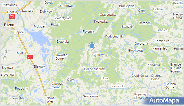 mapa Gębiczyna, Gębiczyna na mapie Targeo