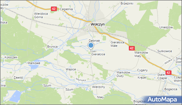 mapa Gierałcice, Gierałcice gmina Wołczyn na mapie Targeo