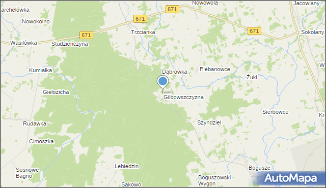 mapa Gilbowszczyzna, Gilbowszczyzna na mapie Targeo
