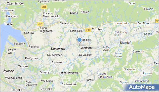mapa Gilowice, Gilowice powiat żywiecki na mapie Targeo