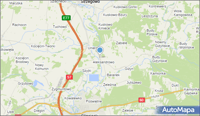 mapa Giżynek, Giżynek gmina Strzegowo na mapie Targeo