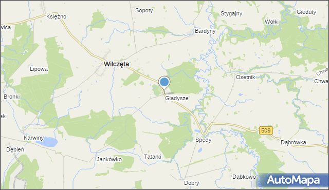 mapa Gładysze, Gładysze na mapie Targeo