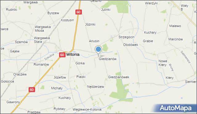 mapa Gledzianów, Gledzianów na mapie Targeo