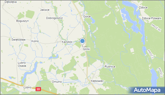 mapa Glinki, Glinki gmina Wałcz na mapie Targeo