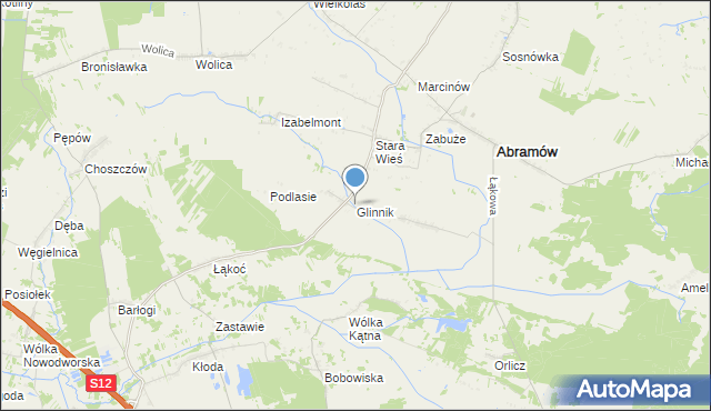 mapa Glinnik, Glinnik gmina Abramów na mapie Targeo