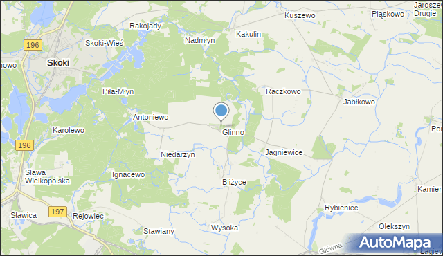 mapa Glinno, Glinno gmina Skoki na mapie Targeo