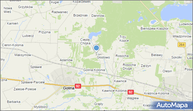 mapa Głodowo, Głodowo gmina Golina na mapie Targeo