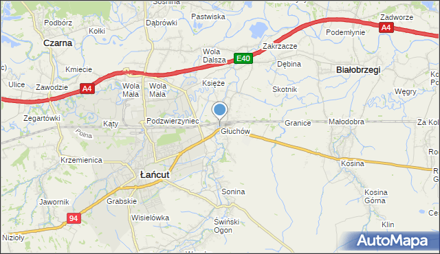 mapa Głuchów, Głuchów gmina Łańcut na mapie Targeo