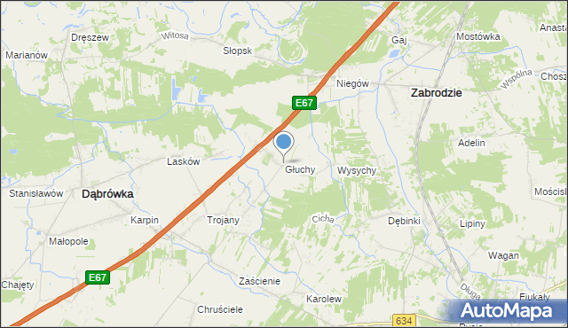 mapa Głuchy, Głuchy na mapie Targeo