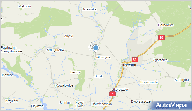 mapa Głuszyna, Głuszyna gmina Namysłów na mapie Targeo