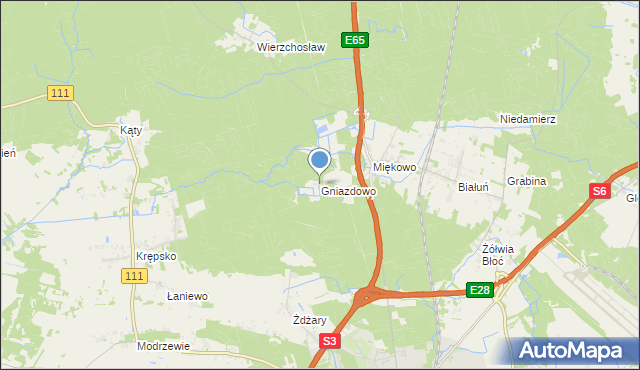 mapa Gniazdowo, Gniazdowo gmina Goleniów na mapie Targeo