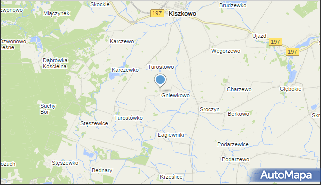 mapa Gniewkowo, Gniewkowo gmina Kiszkowo na mapie Targeo