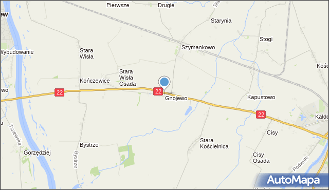 mapa Gnojewo, Gnojewo gmina Miłoradz na mapie Targeo