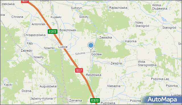 mapa Gocław, Gocław gmina Pilawa na mapie Targeo