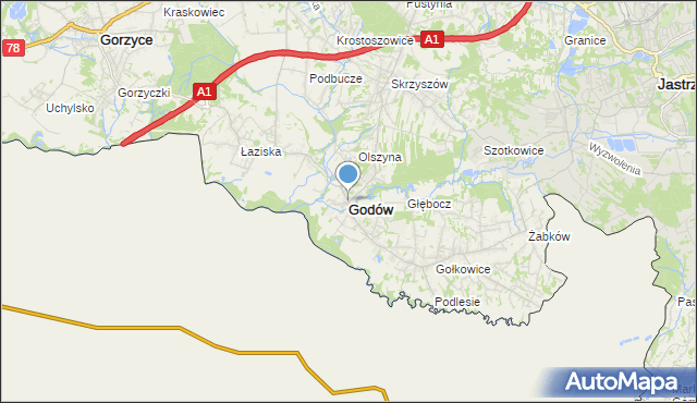 mapa Godów, Godów powiat wodzisławski na mapie Targeo