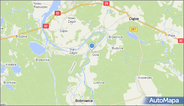 mapa Gola, Gola gmina Dąbie na mapie Targeo