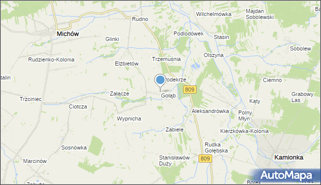 mapa Gołąb, Gołąb gmina Michów na mapie Targeo