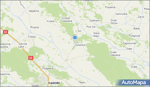 mapa Golanka, Golanka gmina Kadzidło na mapie Targeo