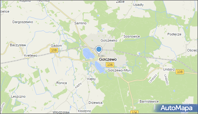 mapa Golczewo, Golczewo powiat kamieński na mapie Targeo