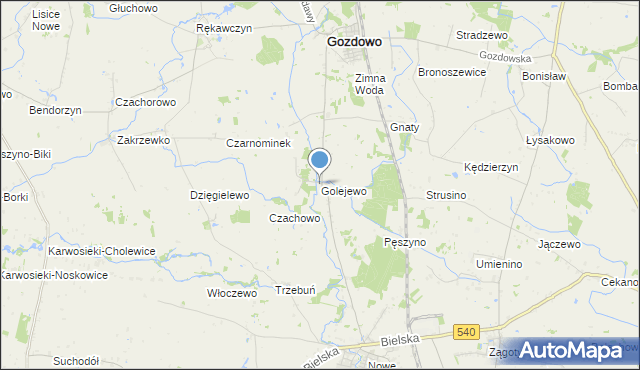 mapa Golejewo, Golejewo gmina Gozdowo na mapie Targeo