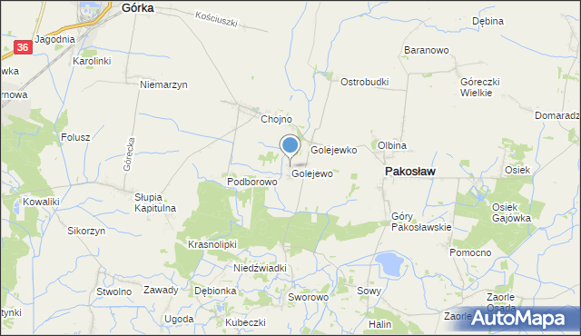 mapa Golejewo, Golejewo gmina Pakosław na mapie Targeo