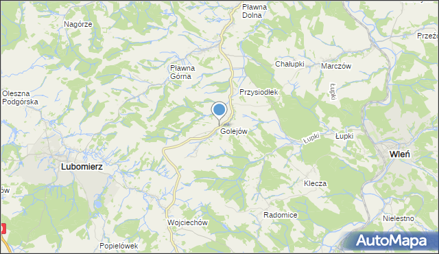 mapa Golejów, Golejów na mapie Targeo