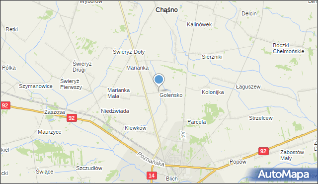 mapa Goleńsko, Goleńsko na mapie Targeo