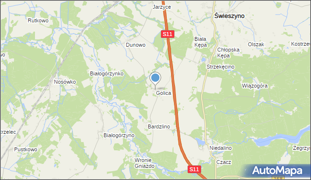 mapa Golica, Golica gmina Świeszyno na mapie Targeo