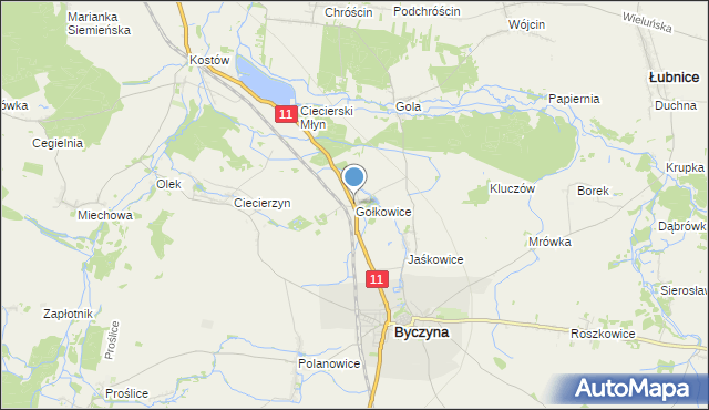 mapa Gołkowice, Gołkowice gmina Byczyna na mapie Targeo