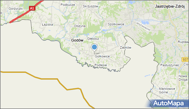 mapa Gołkowice, Gołkowice gmina Godów na mapie Targeo