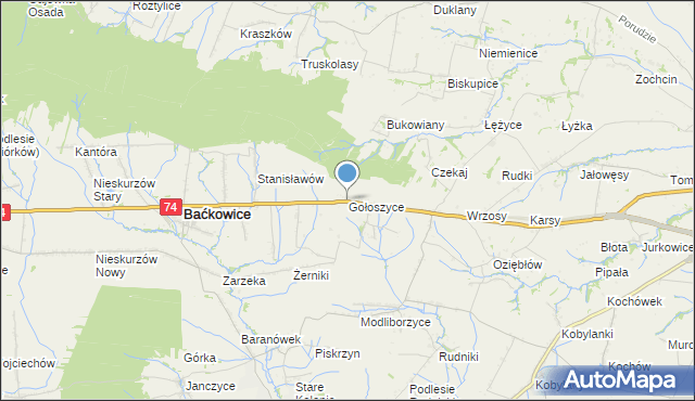 mapa Gołoszyce, Gołoszyce na mapie Targeo