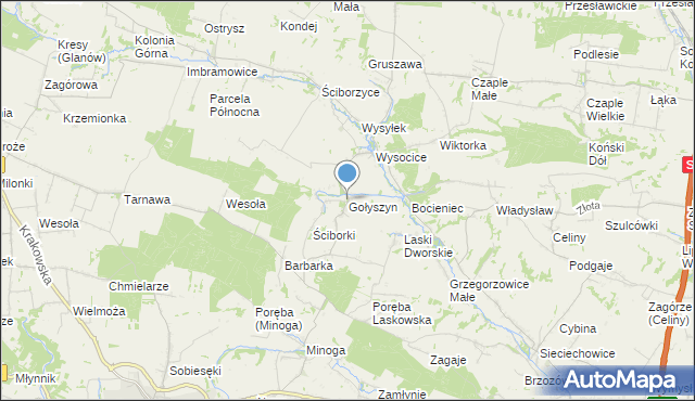 mapa Gołyszyn, Gołyszyn na mapie Targeo