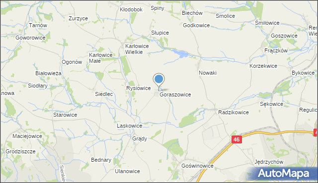 mapa Goraszowice, Goraszowice na mapie Targeo