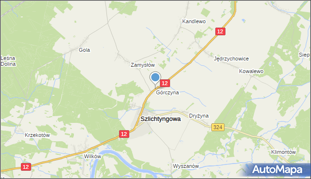 mapa Górczyna, Górczyna gmina Szlichtyngowa na mapie Targeo