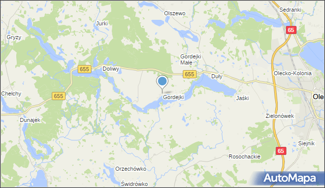 mapa Gordejki, Gordejki na mapie Targeo