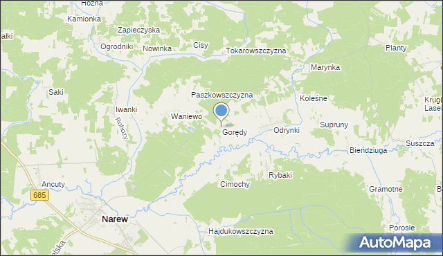 mapa Gorędy, Gorędy na mapie Targeo