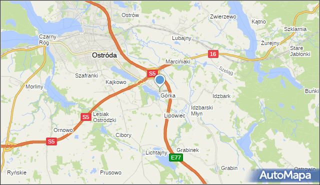 mapa Górka, Górka gmina Ostróda na mapie Targeo
