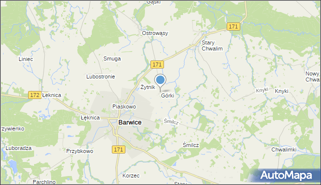 mapa Górki, Górki gmina Barwice na mapie Targeo