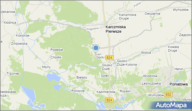 mapa Górki, Górki gmina Karczmiska na mapie Targeo