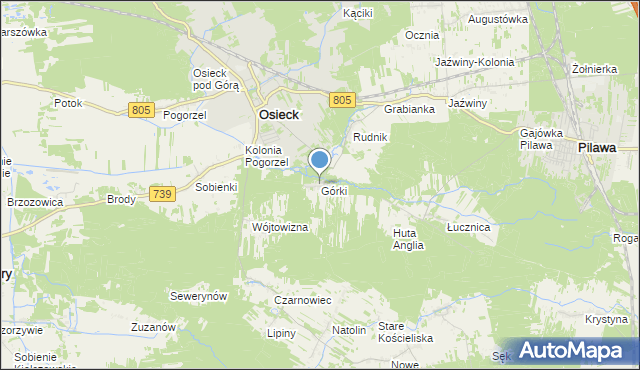 mapa Górki, Górki gmina Osieck na mapie Targeo