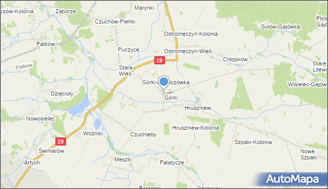 mapa Górki, Górki gmina Platerów na mapie Targeo
