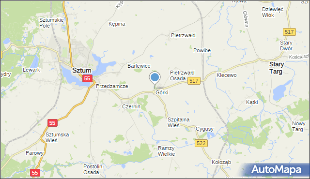 mapa Górki, Górki gmina Sztum na mapie Targeo