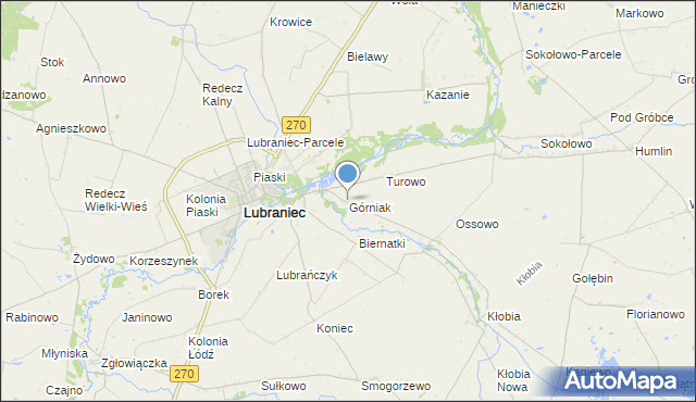 mapa Górniak, Górniak gmina Lubraniec na mapie Targeo