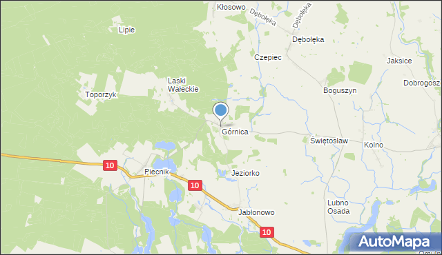 mapa Górnica, Górnica gmina Wałcz na mapie Targeo