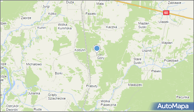 mapa Góry, Góry gmina Goworowo na mapie Targeo