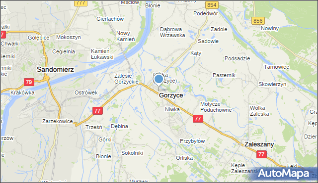 mapa Gorzyce, Gorzyce powiat tarnobrzeski na mapie Targeo