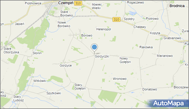 mapa Gorzyczki, Gorzyczki gmina Czempiń na mapie Targeo